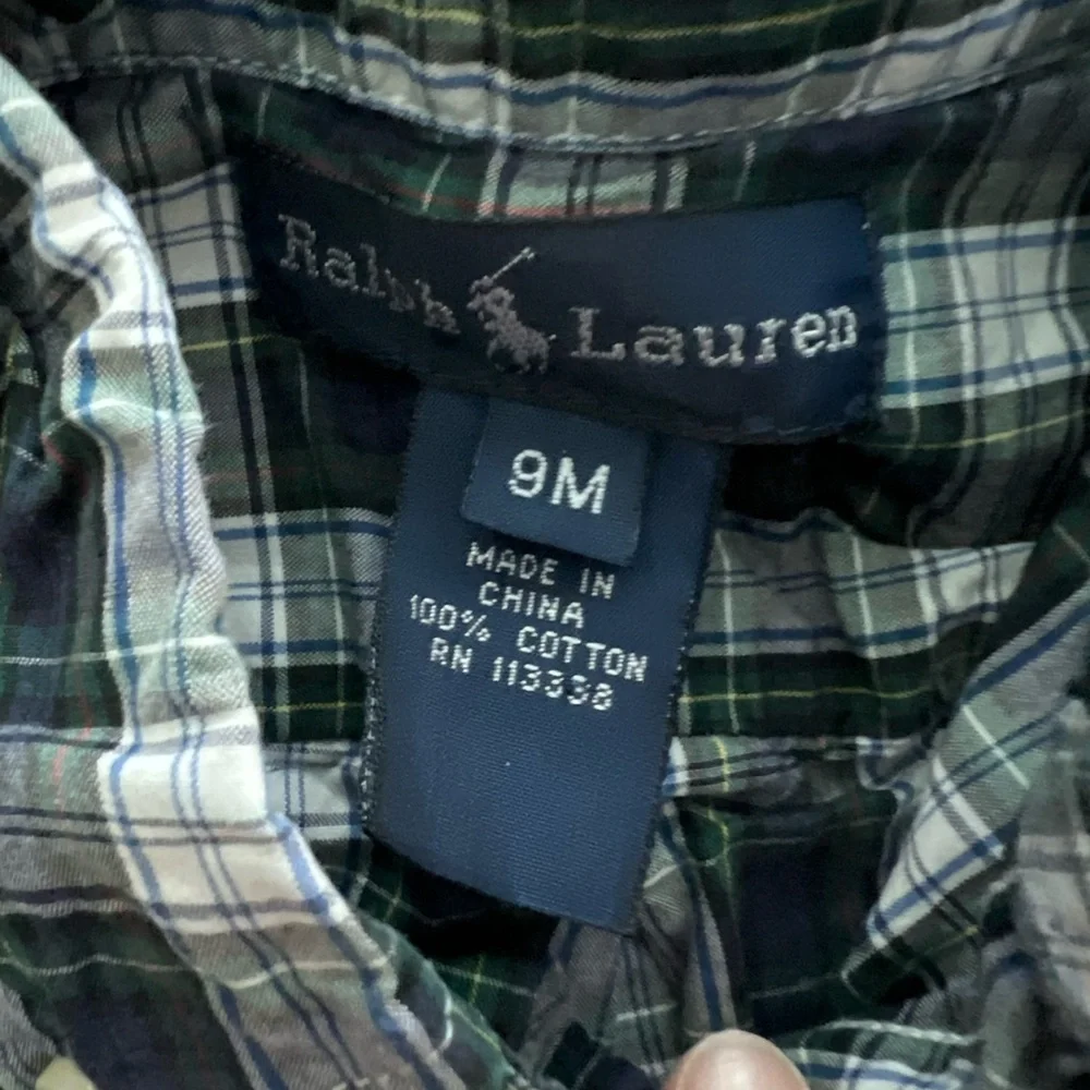 Ralph Lauren Navy, Green and White Button Down Shirt‎